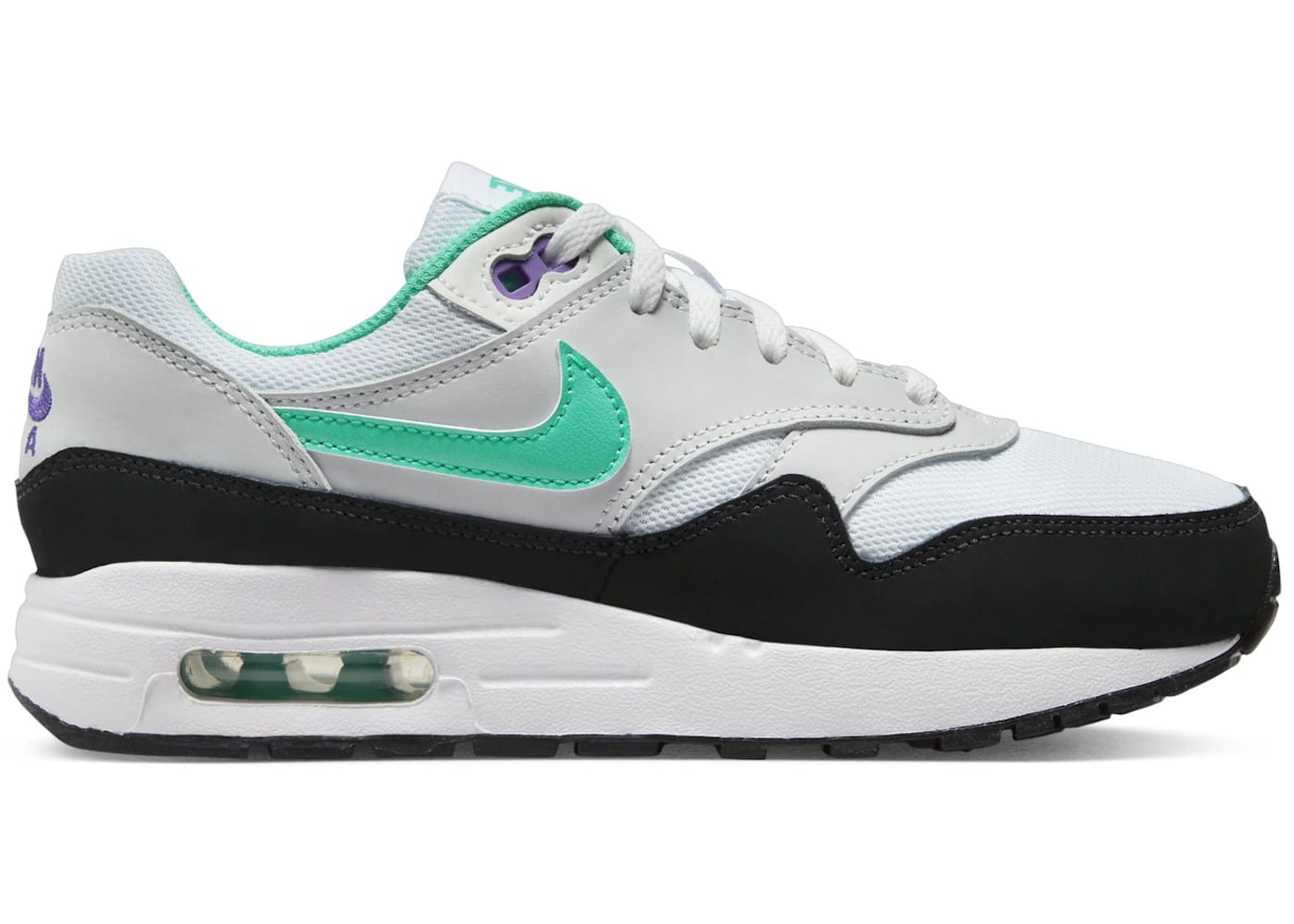 Nike Air Max 1 White Pure Platinum Court Purple Hyper Jade (GS) - outlet