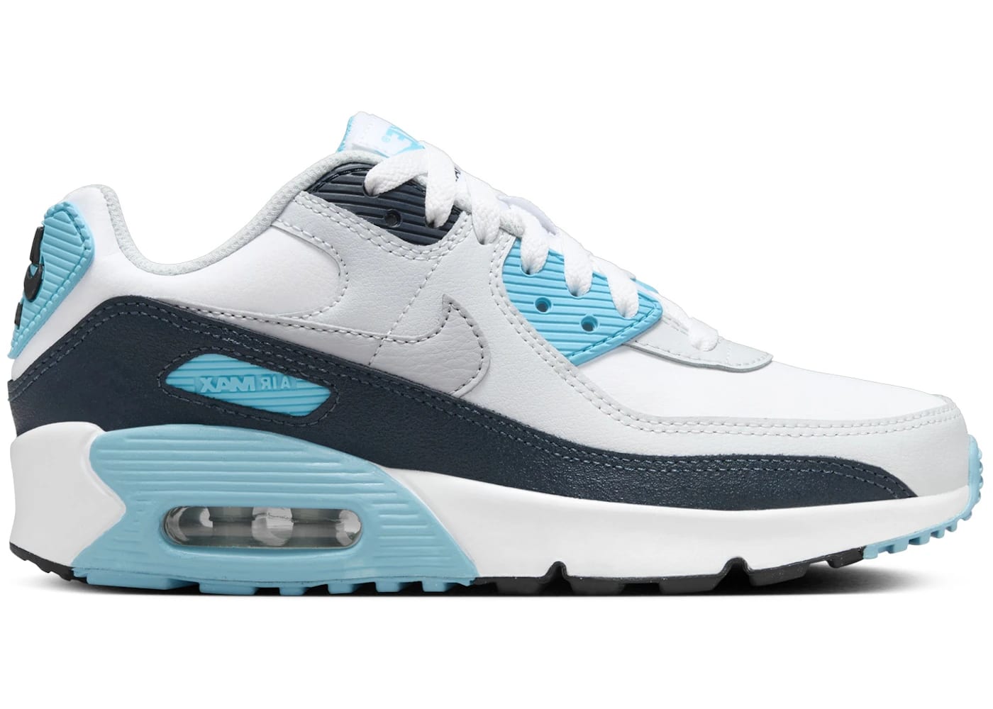 Nike Air Max 90 White Baltic Blue Armory Navy Wolf Grey (GS) - outlet