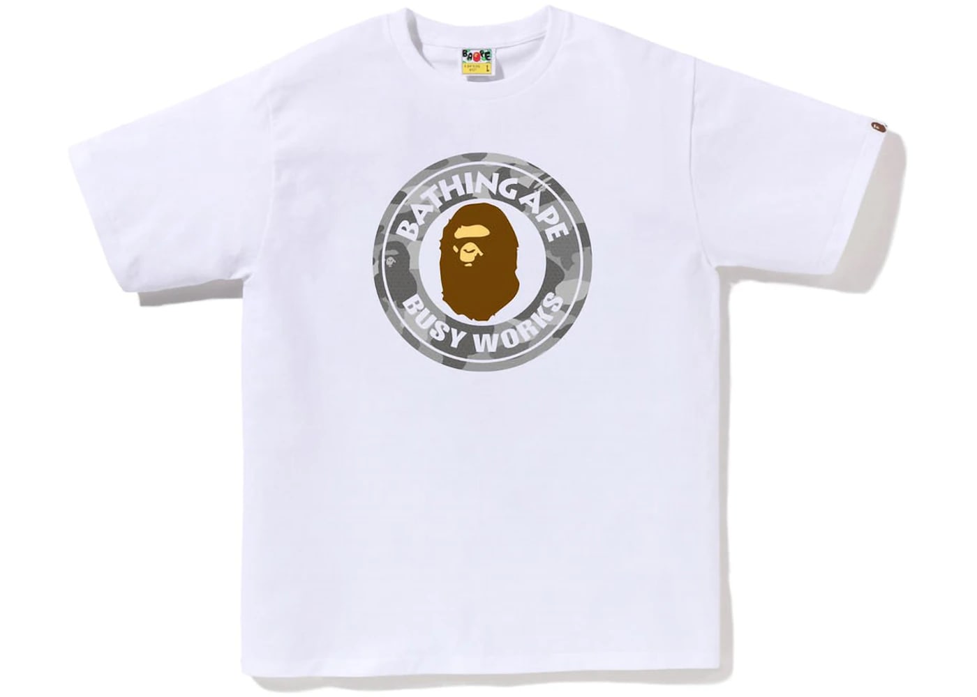 BAPE Honeycomb Camo Busy Works Tee White/Grey
